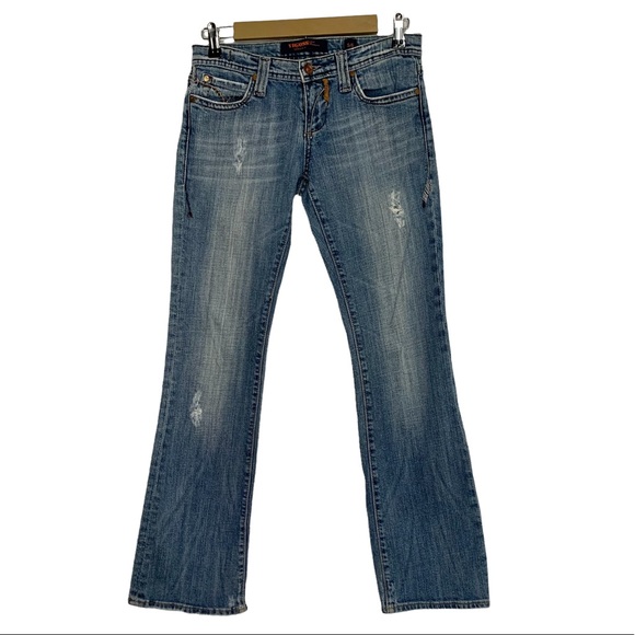 Vigoss USA Premium BOHO Embroidered Distressed Aztec Boot Cut Jeans SZ 5/6 - Picture 1 of 9